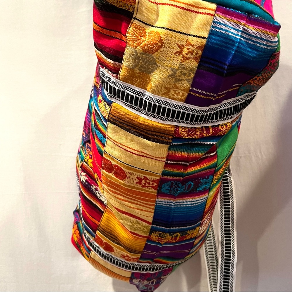 Quilted Patchwork Fabric Weekender Carryon Duffel… - image 7